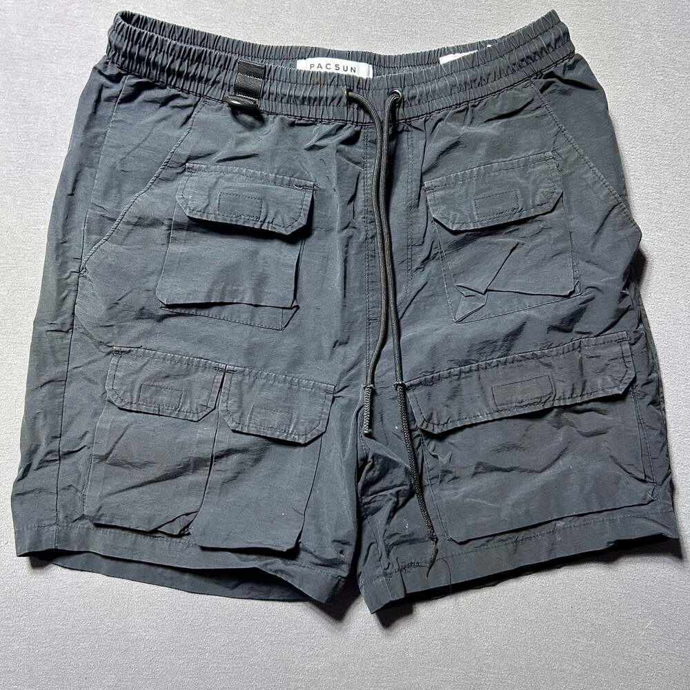 Gorpcore PacSun Black Nylon Utility Cargo Shorts